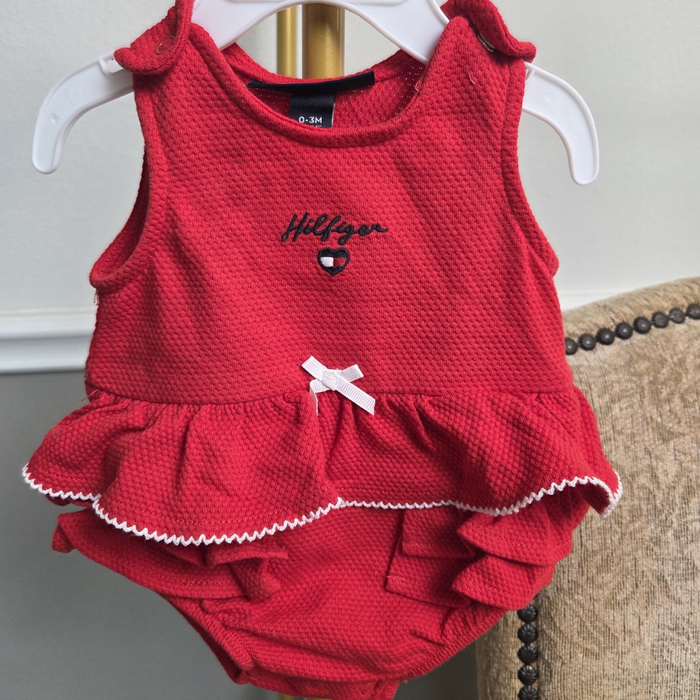 Tommy Hilfiger Red Infant Ruffle Outfit